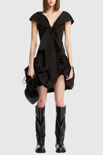 Cinnamia Off Shoulder Floral Mini Dress - Black