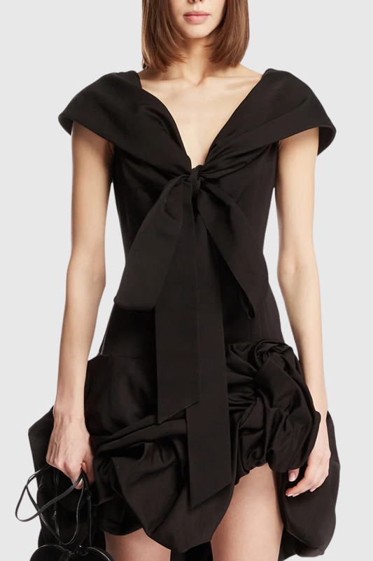 Cinnamia Off Shoulder Floral Mini Dress - Black