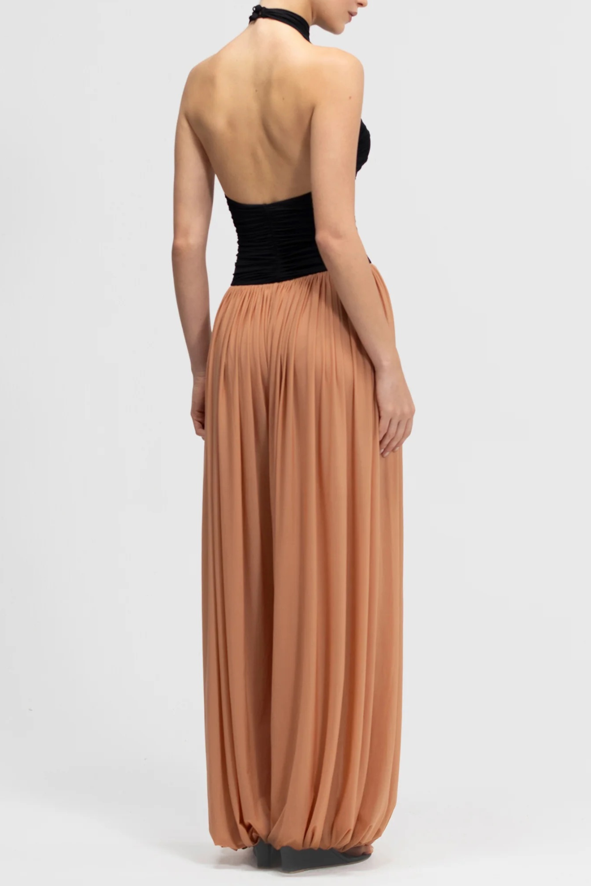 Claudette Halter Ruched Jumpsuit - Black