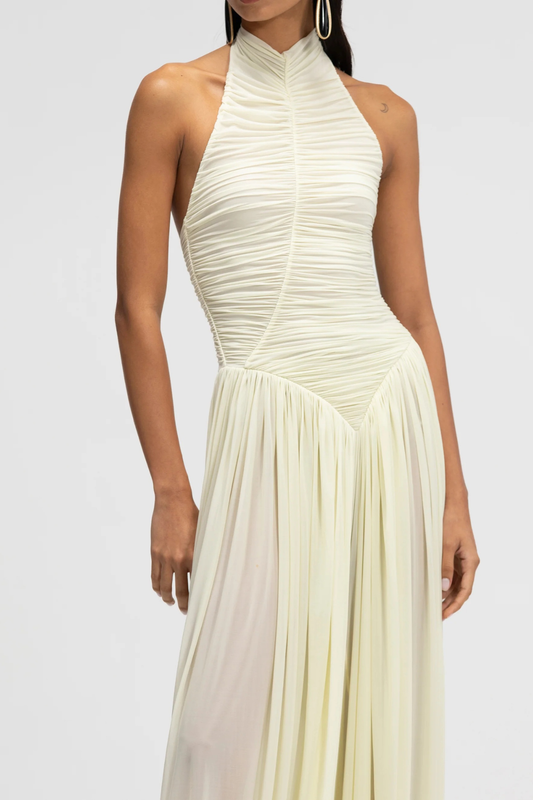 Claudette Halter Ruched Jumpsuit - White