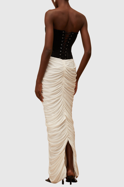 Clausa Velvet Panel Ruched Maxi Dress