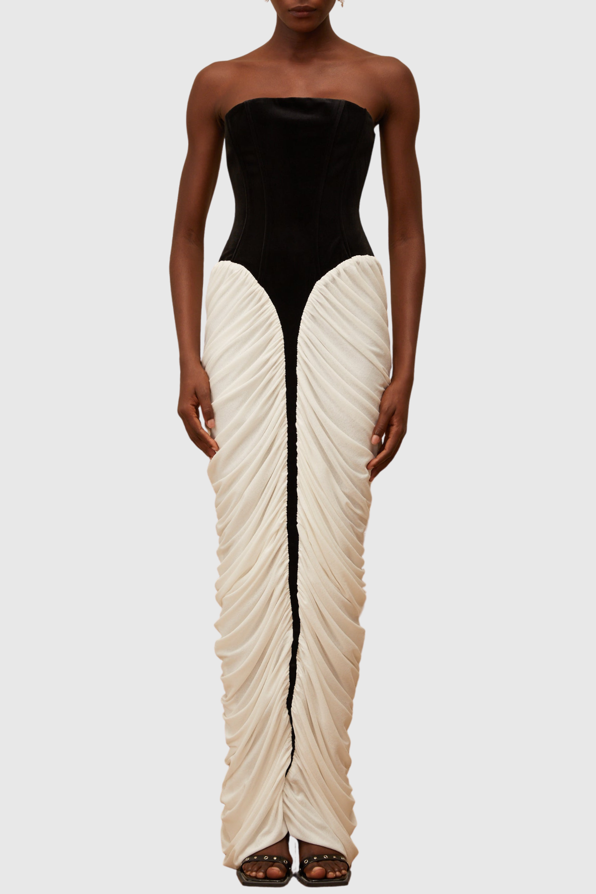 Clausa Velvet Panel Ruched Maxi Dress