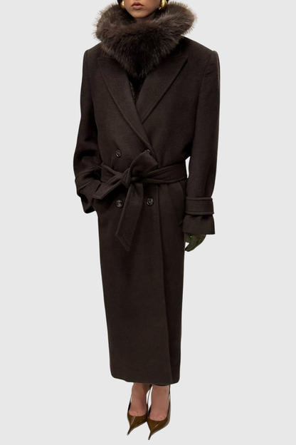 Clayta Wrapped Belted Coat - Brown
