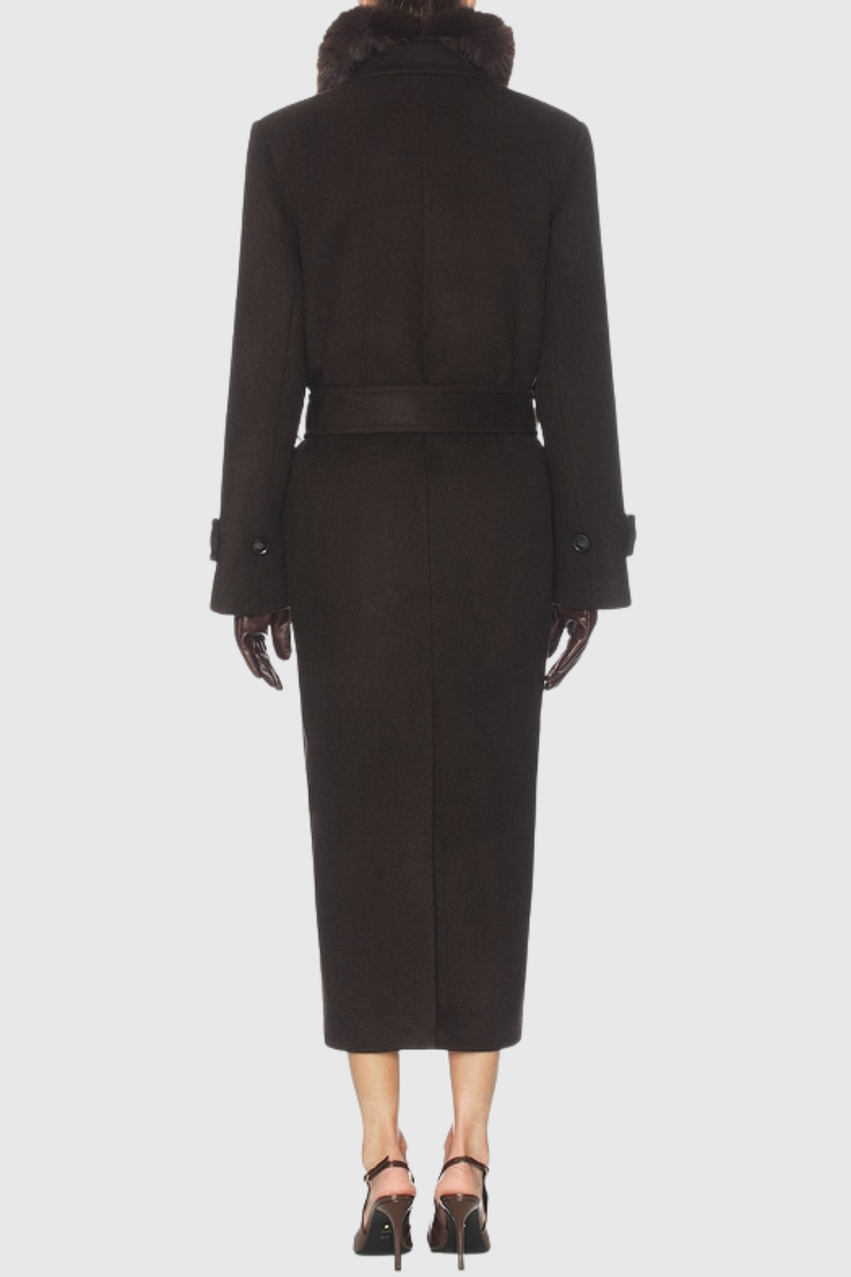 Clayta Wrapped Belted Coat - Brown