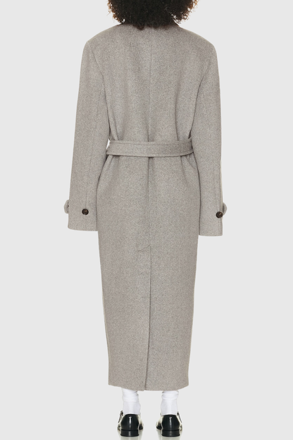 Clayta Wrapped Belted Coat - Grey