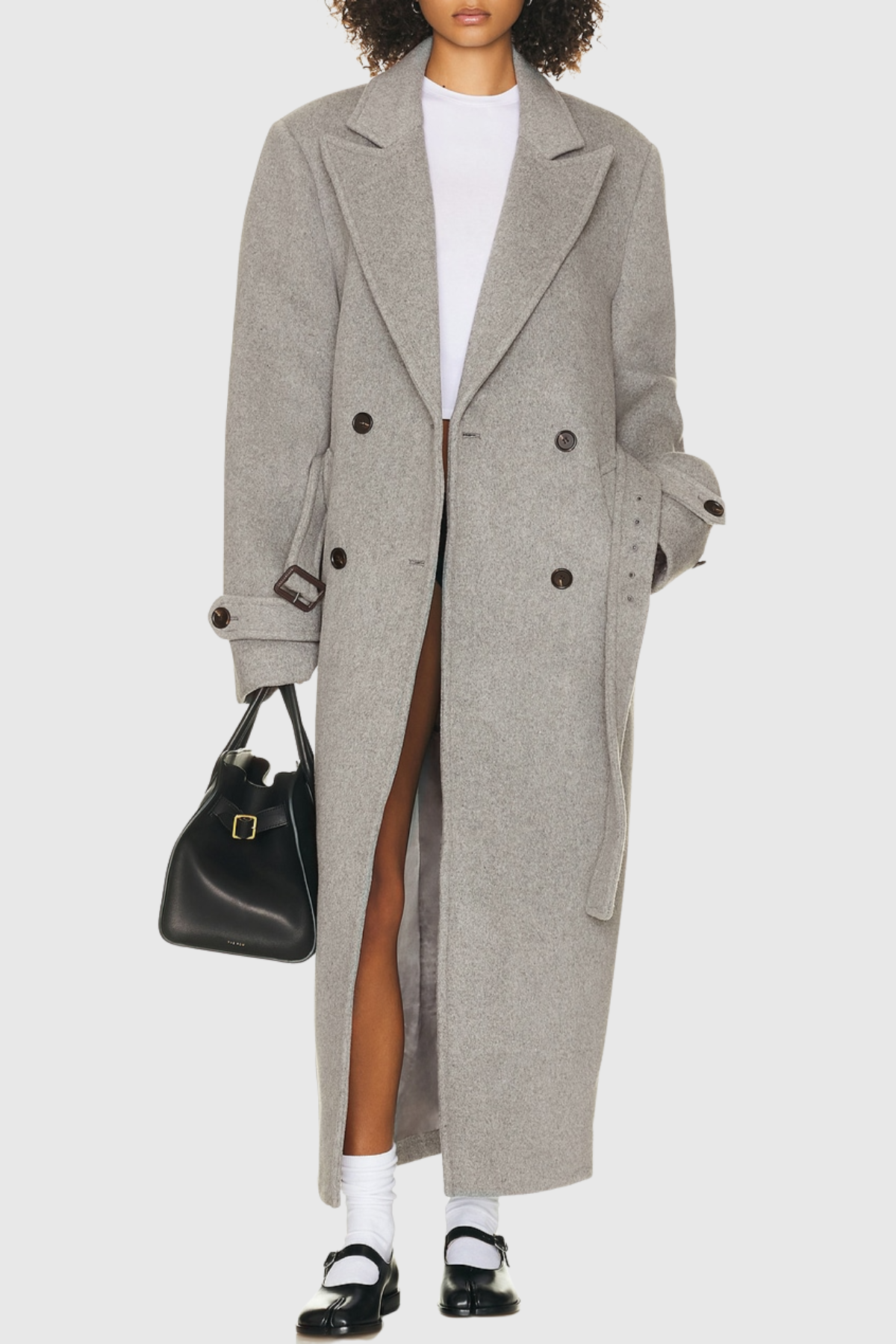Clayta Wrapped Belted Coat - Grey
