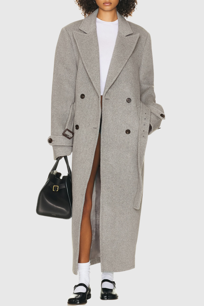 Clayta Wrapped Belted Coat - Grey