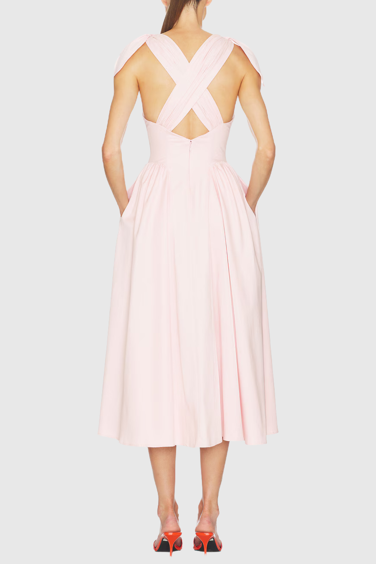 Clementia Ruched Corset Midi Dress - Pink