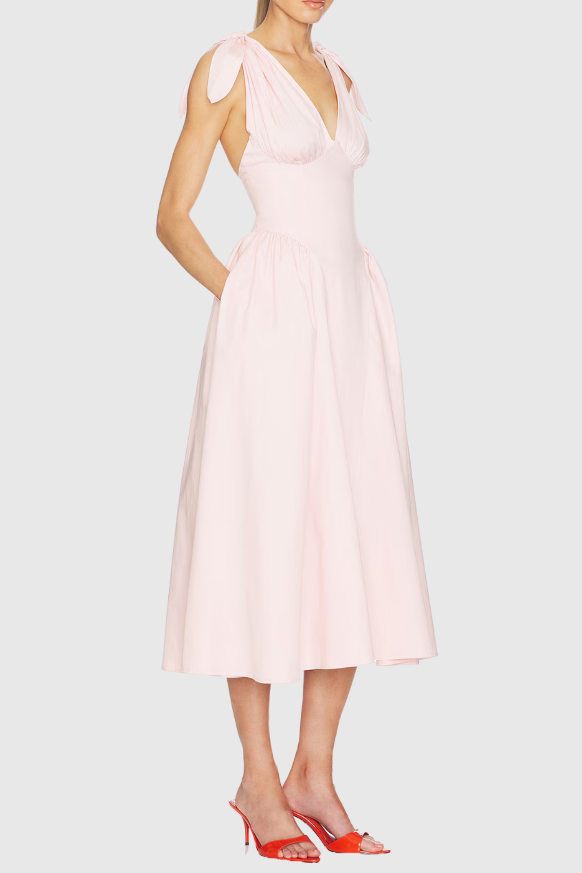 Clementia Ruched Corset Midi Dress - Pink