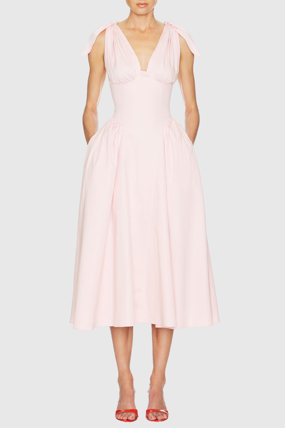 Clementia Ruched Corset Midi Dress - Pink
