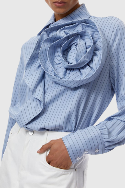 Clyde Floral Appliqué Striped Shirt