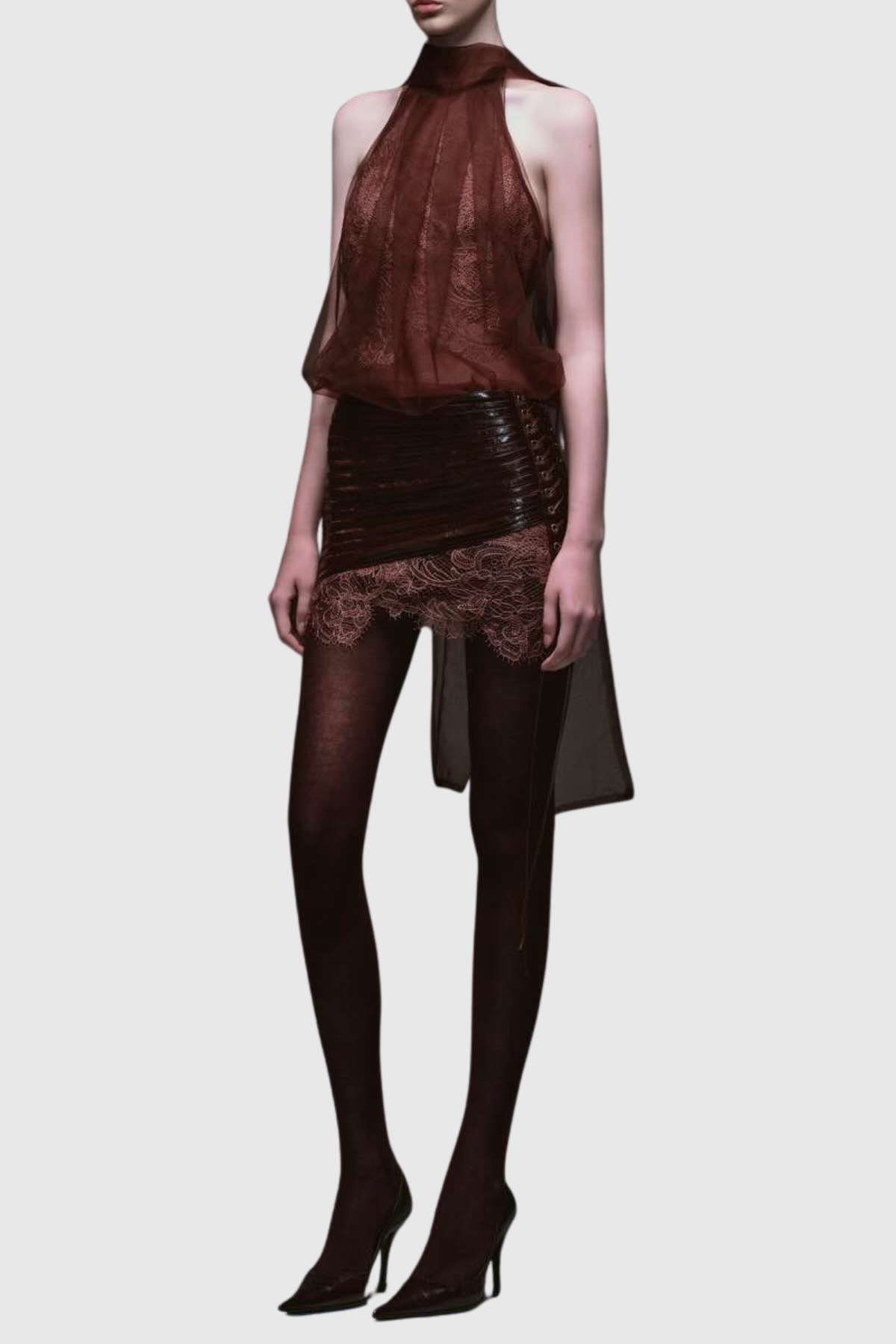 Coeno Lace Top & Mini Skirt Set