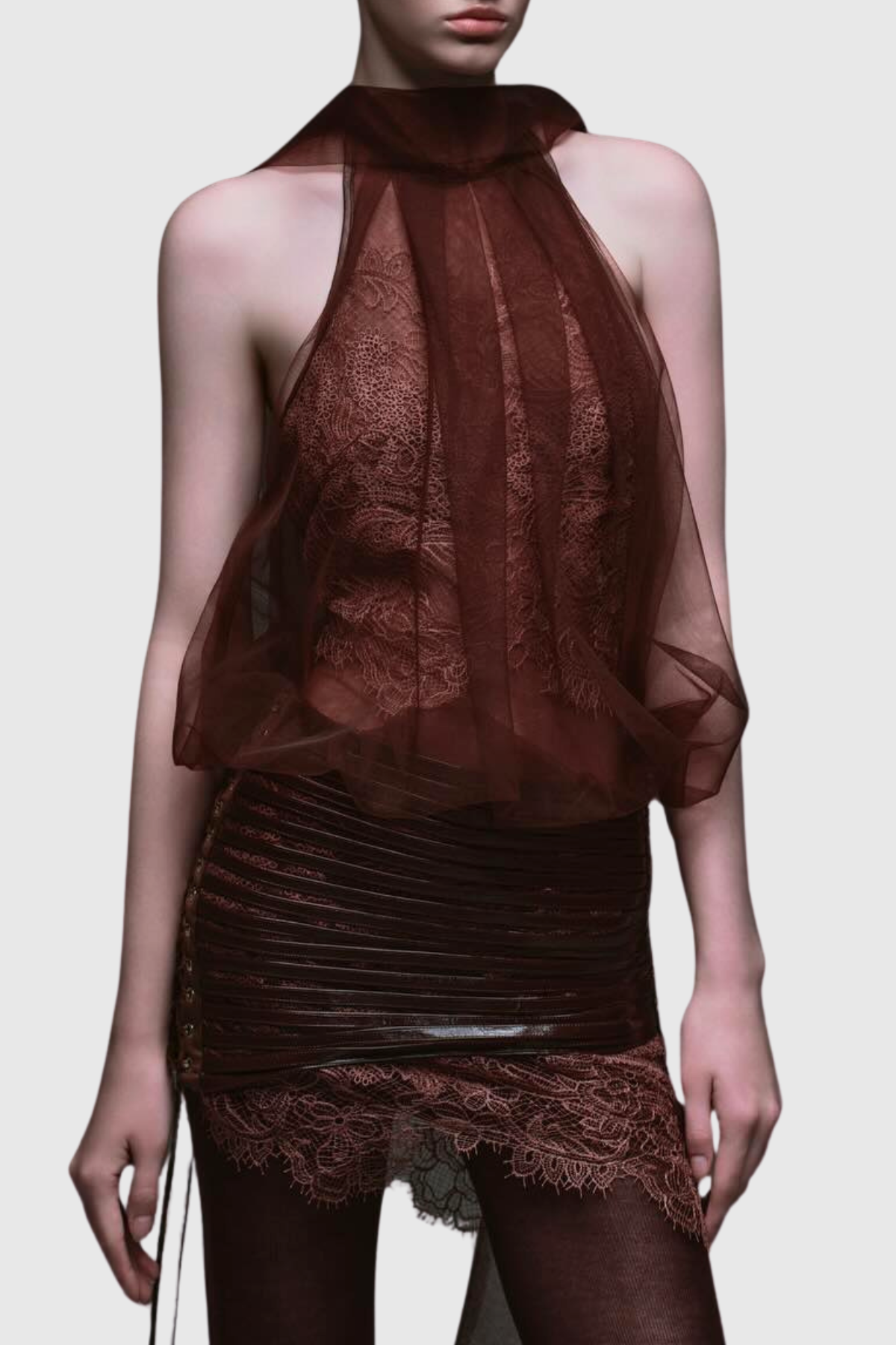 Coeno Lace Top & Mini Skirt Set