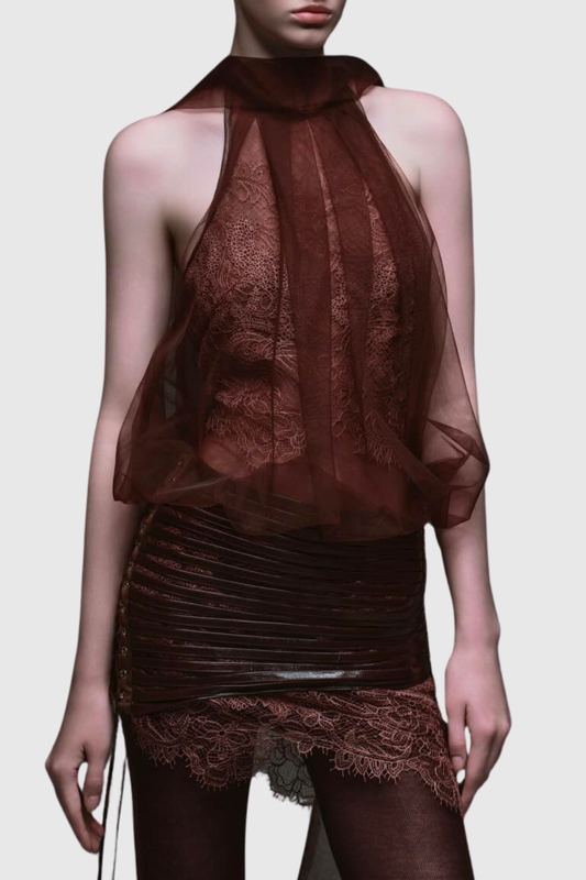 Coeno Lace Top & Mini Skirt Set