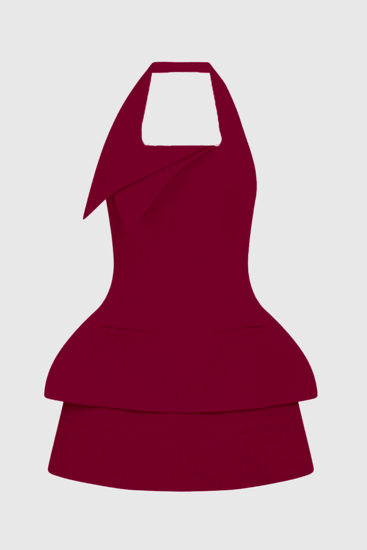 Cohoa Halter Asymmetric Top & Mini Skirt Set - Red