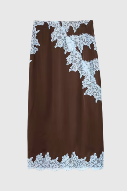 Coise Lace Halter Top & Midi Skirt Set - Blue