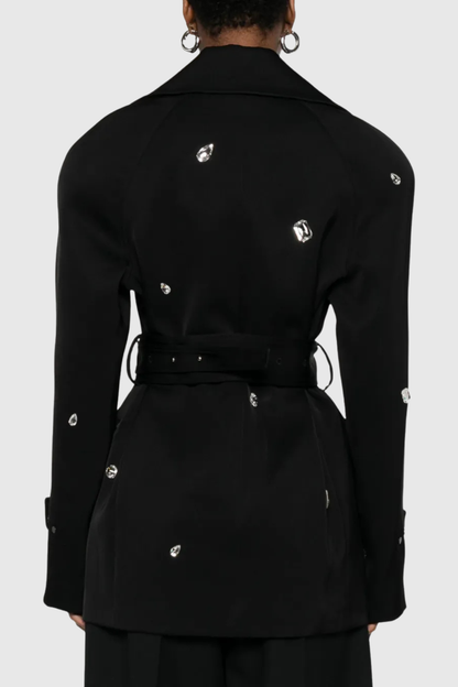 Colta Crystal Embellished Trench Coat