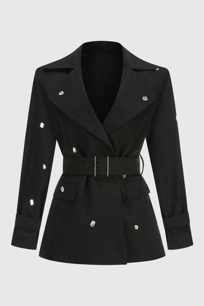 Colta Crystal Embellished Trench Coat