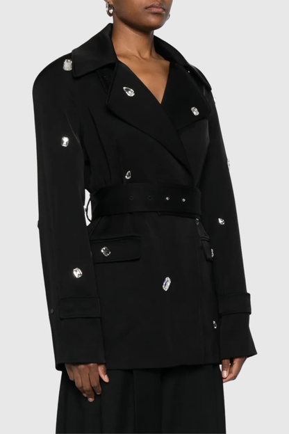 Colta Crystal Embellished Trench Coat
