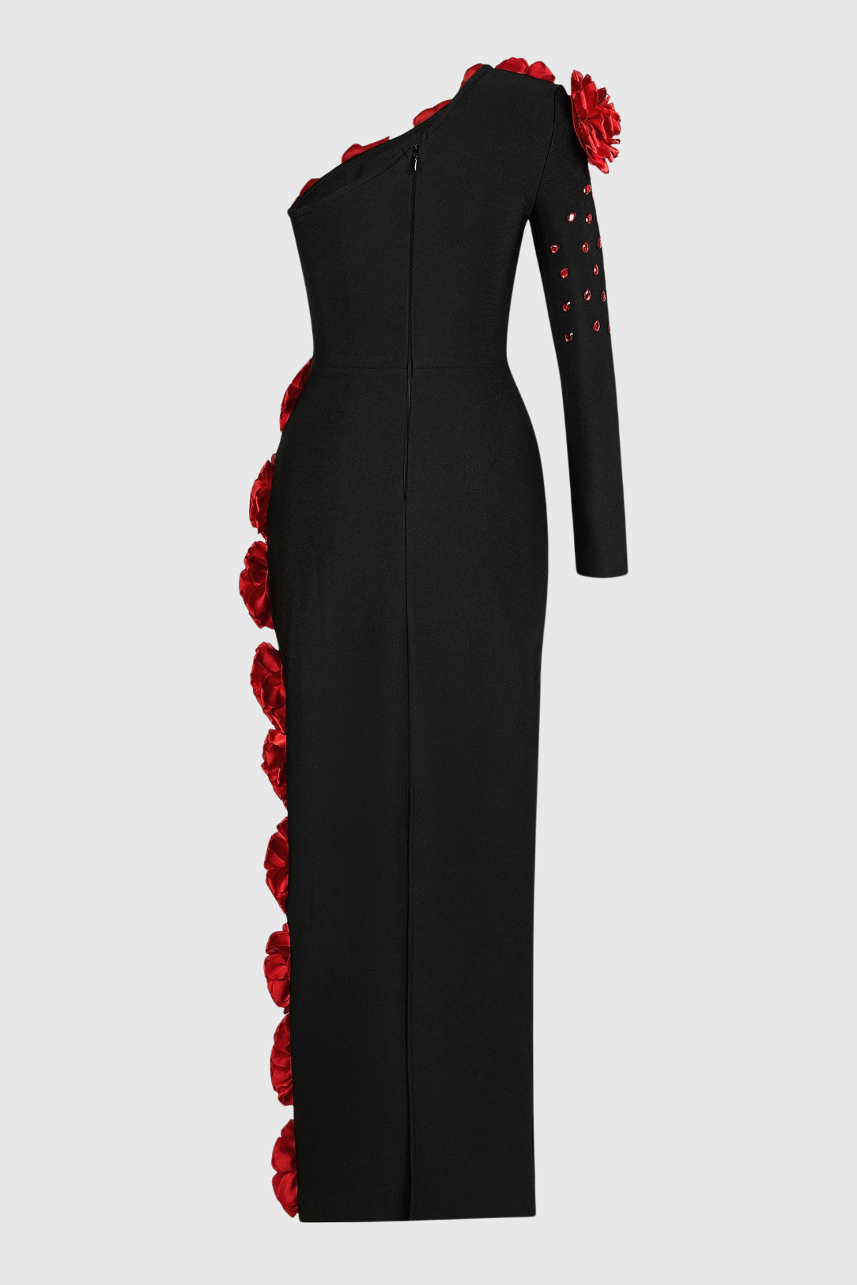 Conall Bandage 3D Flower One-Shoulder Maxi Dress