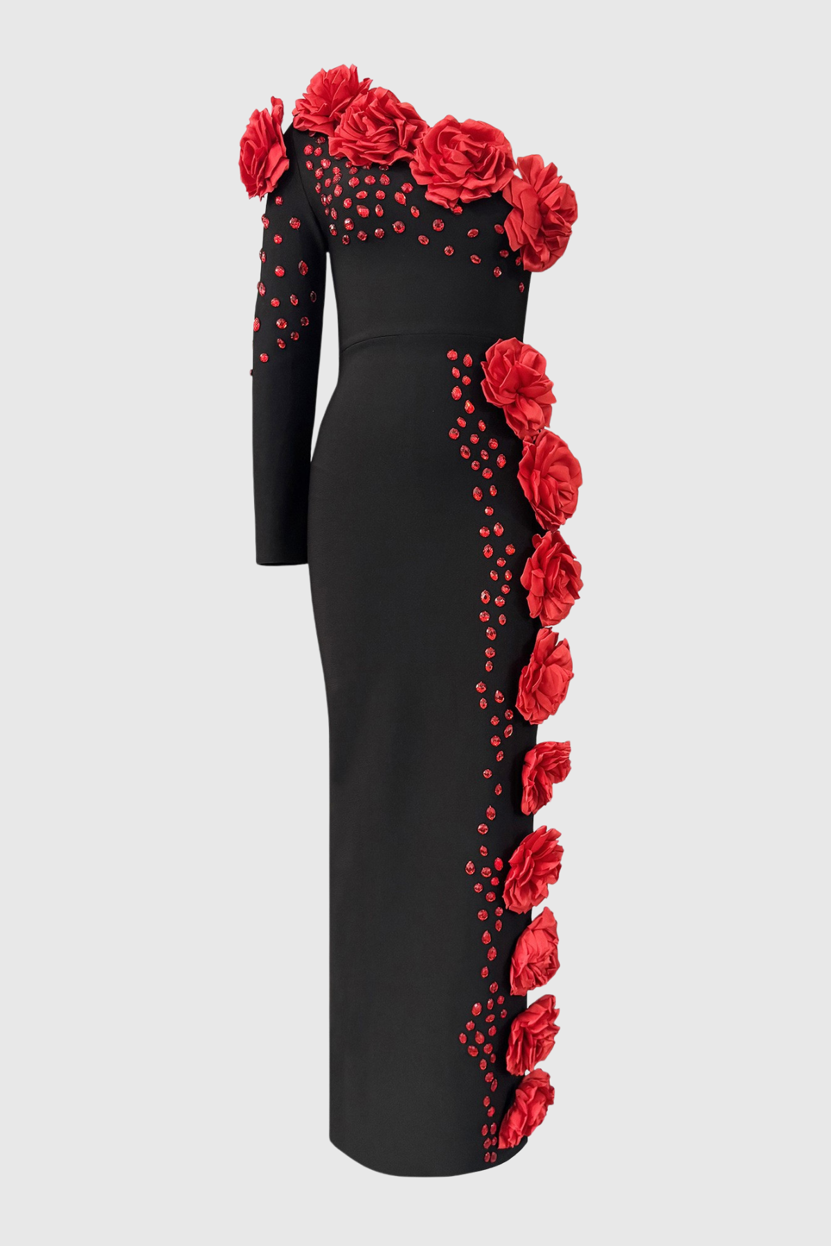 Conall Bandage 3D Flower One-Shoulder Maxi Dress