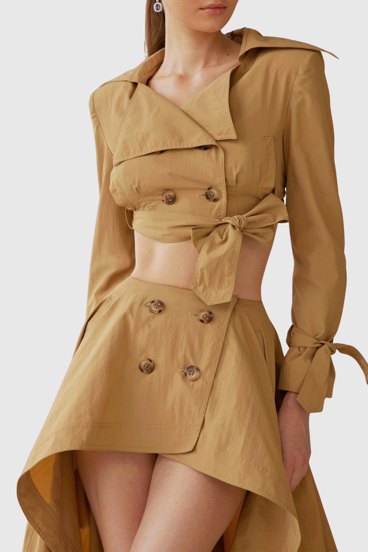 Conara Cropped Trench Jacket & Skirt Set