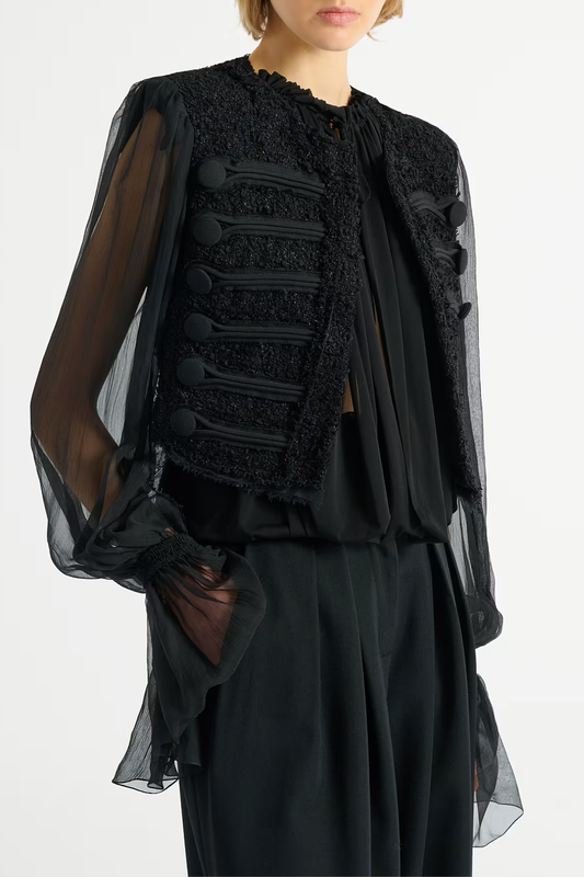 Connie Tweed Chiffon Jacket - Black