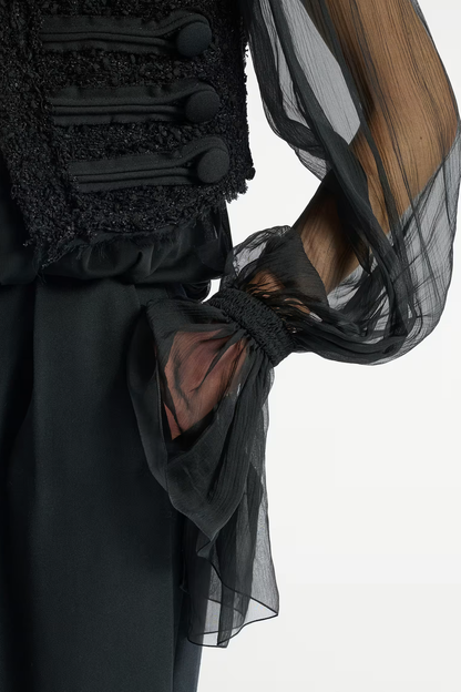 Connie Tweed Chiffon Jacket - Black