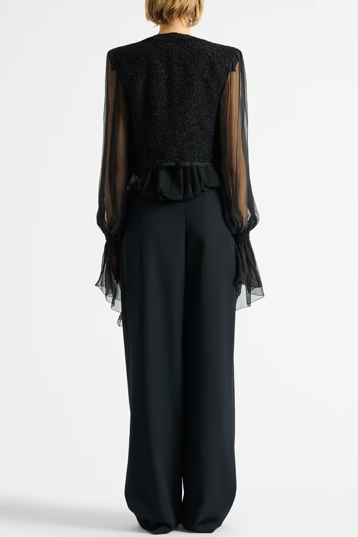 Connie Tweed Chiffon Jacket - Black