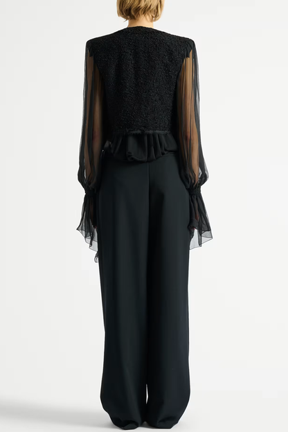 Connie Tweed Chiffon Jacket - Black