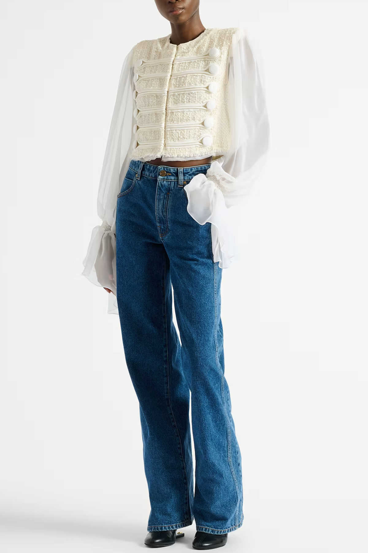 Connie Tweed Chiffon Jacket - White