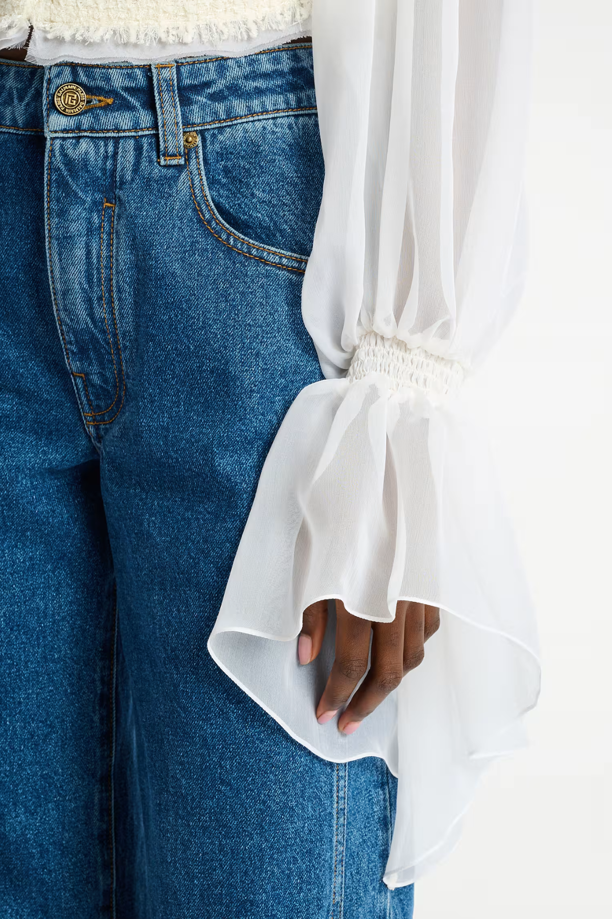 Connie Tweed Chiffon Jacket - White