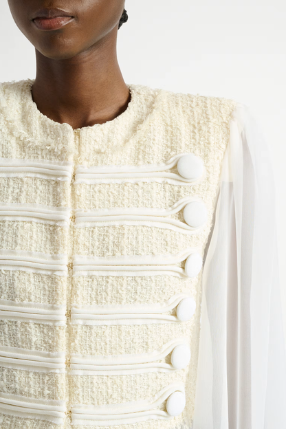 Connie Tweed Chiffon Jacket - White
