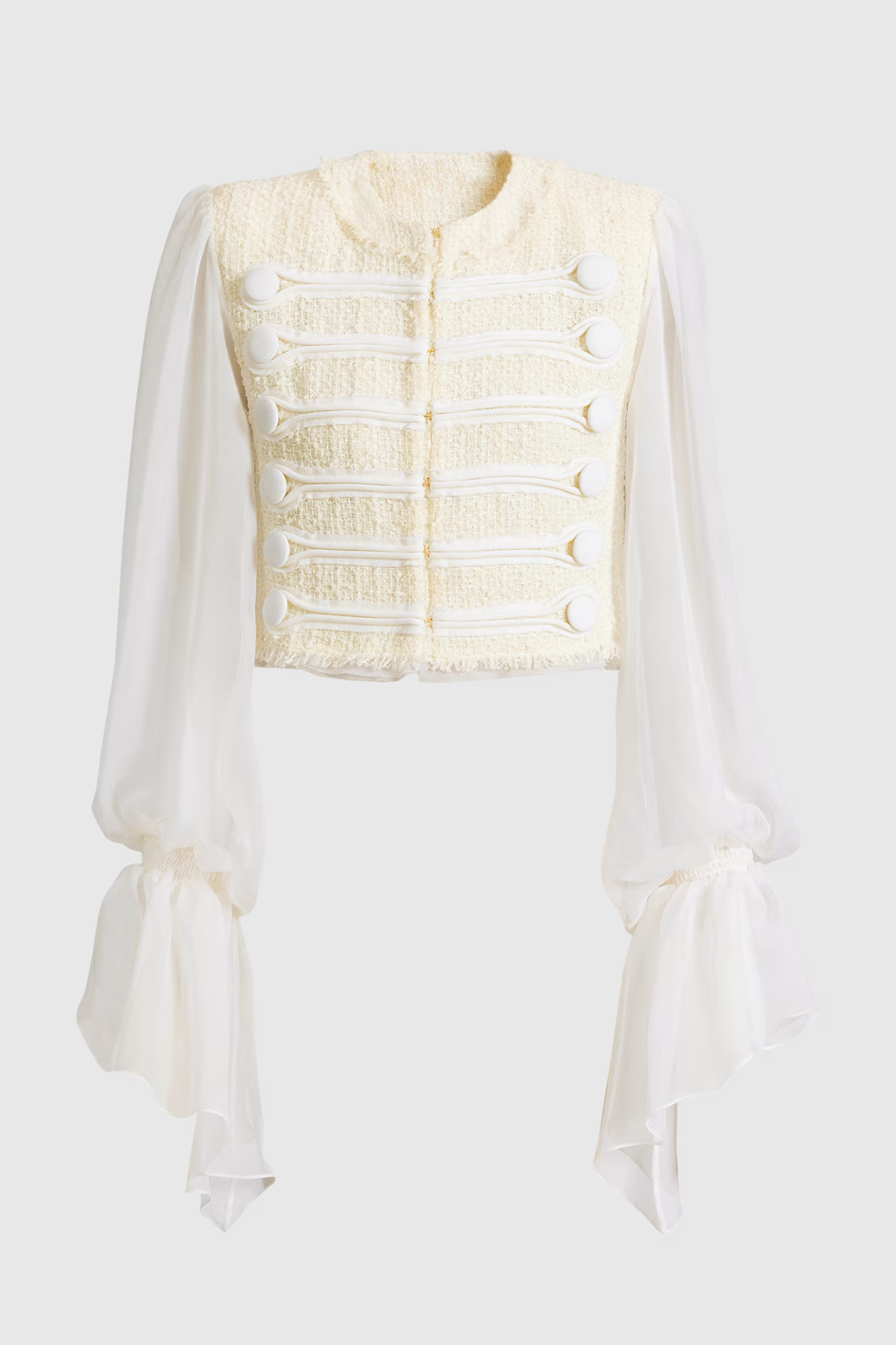 Connie Tweed Chiffon Jacket - White