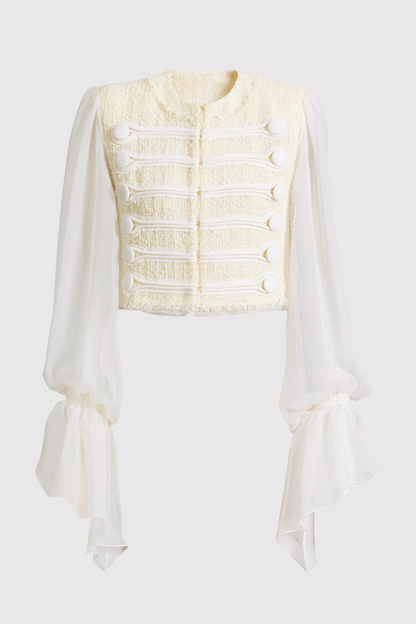 Connie Tweed Chiffon Jacket - White