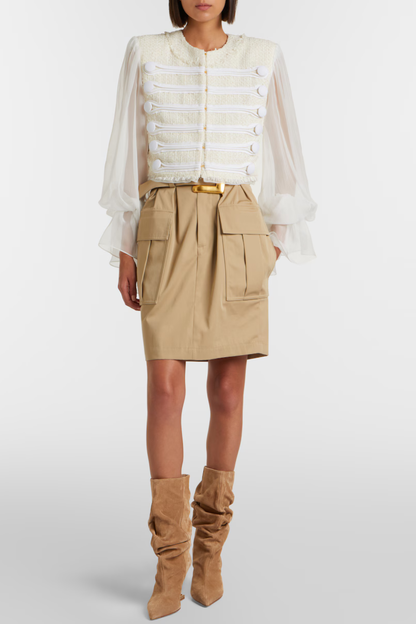 Connie Tweed Chiffon Jacket - White