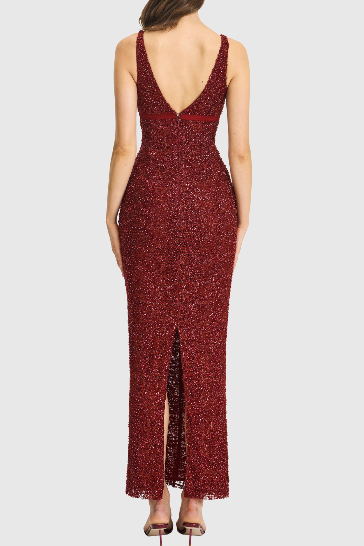 Connoy Beaded Bow Embellished Maxi Bandage Dress