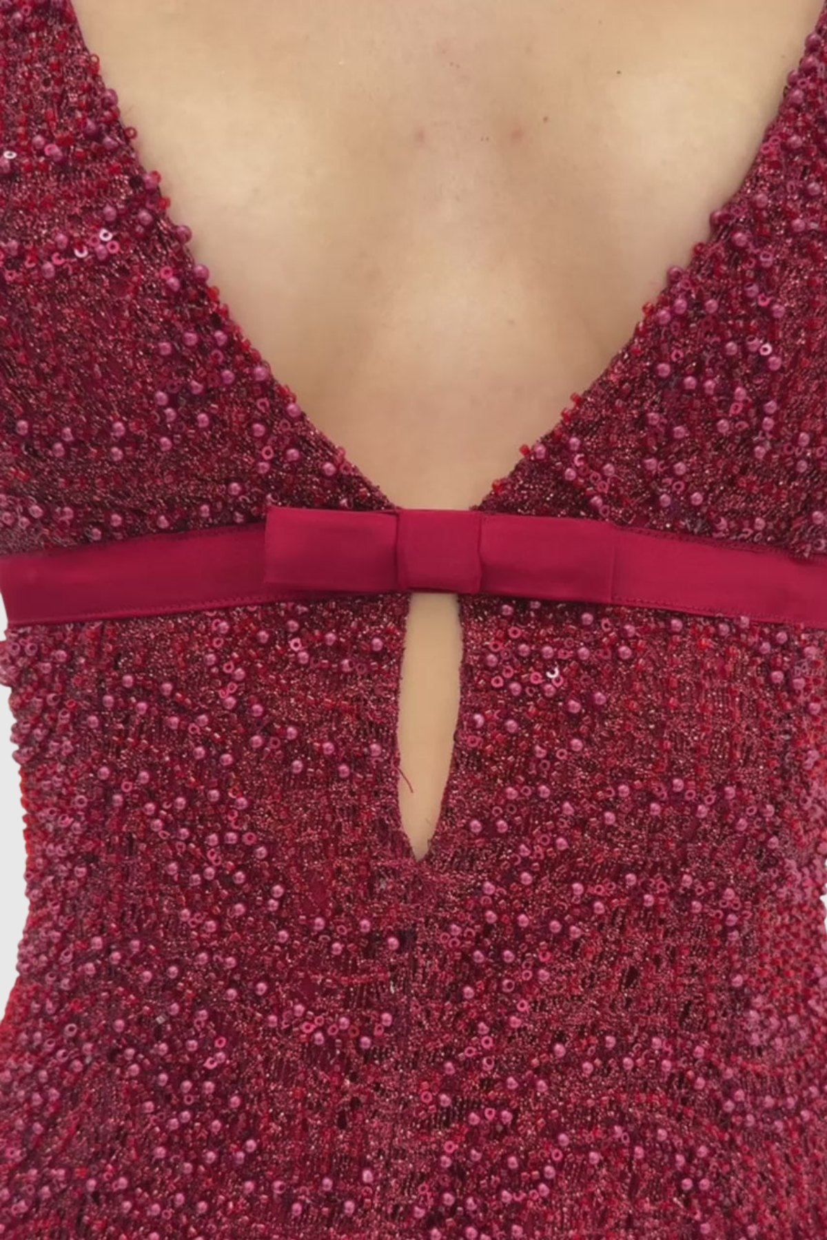 Connoy Beaded Bow Embellished Maxi Bandage Dress