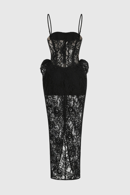 Corena Lace Corset Split Maxi Dress