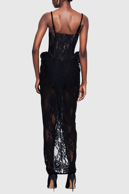 Corena Lace Corset Split Maxi Dress