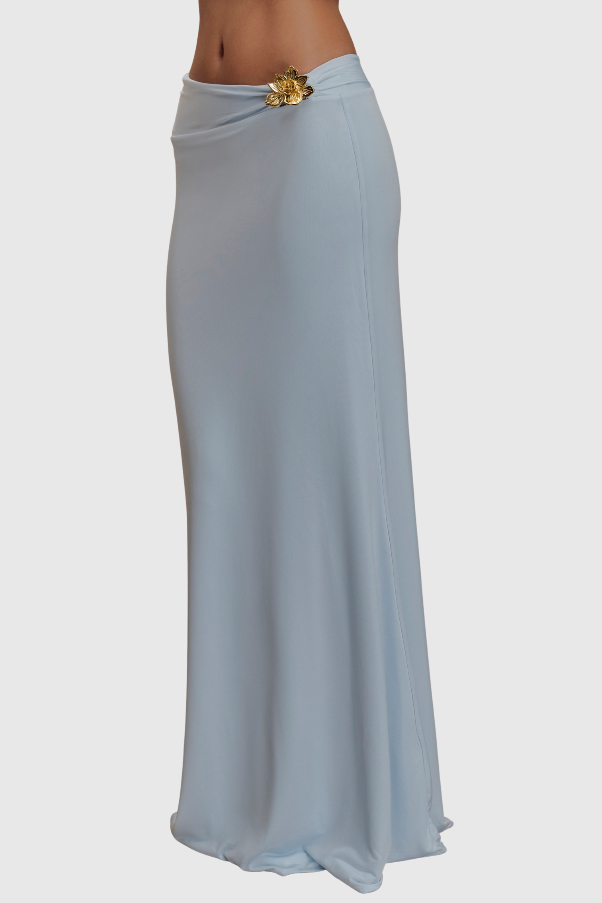 Cornela Floral Embellished Top & Maxi Skirt Set - Blue