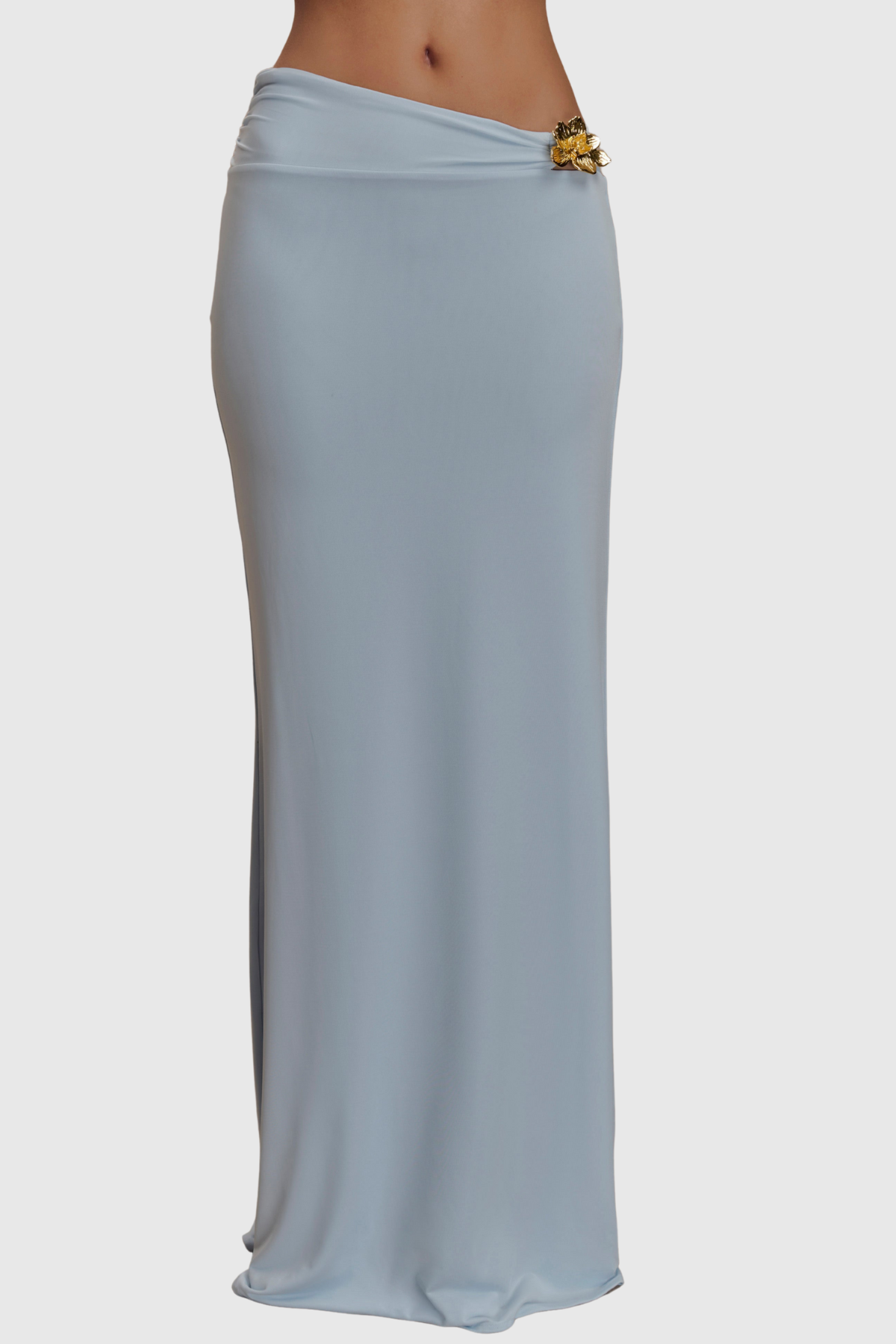Cornela Floral Embellished Top & Maxi Skirt Set - Blue