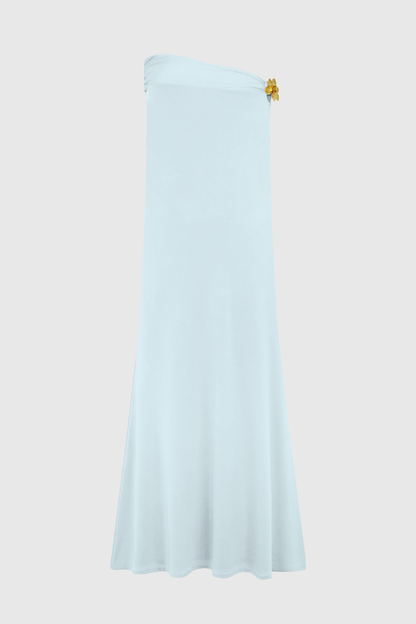 Cornela Floral Embellished Top & Maxi Skirt Set - Blue