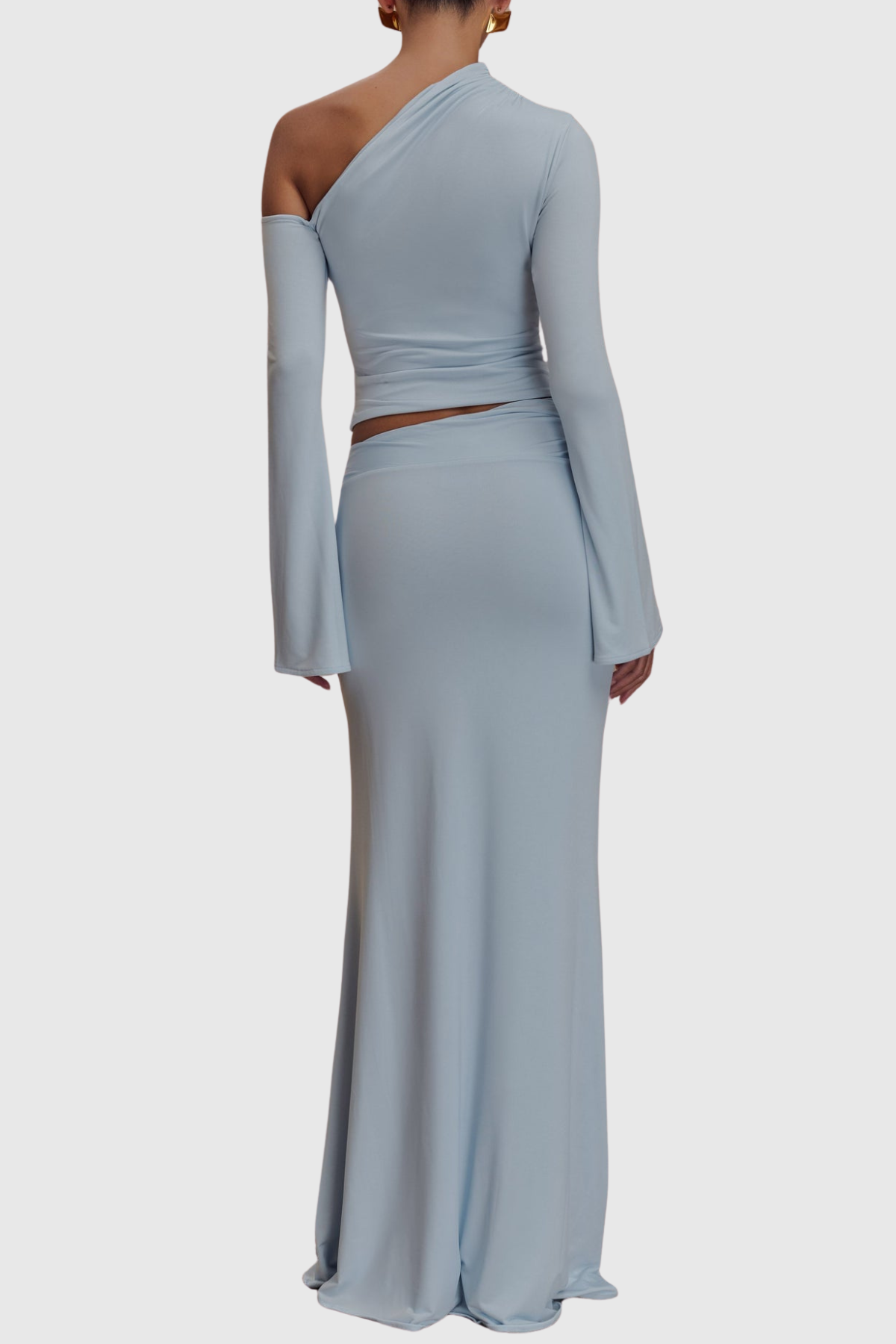 Cornela Floral Embellished Top & Maxi Skirt Set - Blue