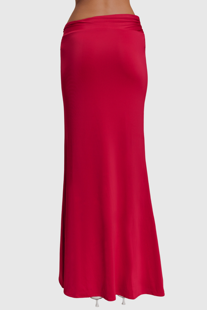 Cornela Floral Embellished Top & Maxi Skirt Set - Red