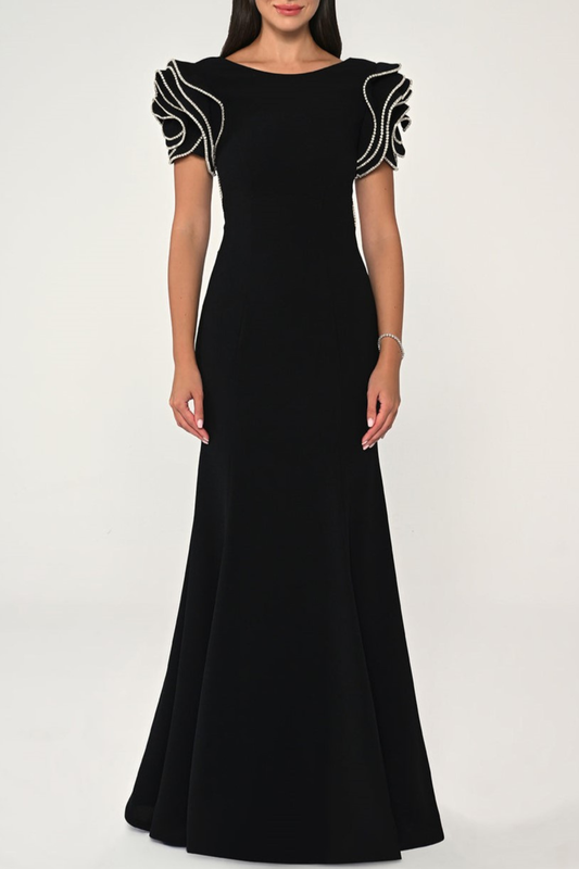 Cramoa Floral Sleeve Embellished Maxi Dress