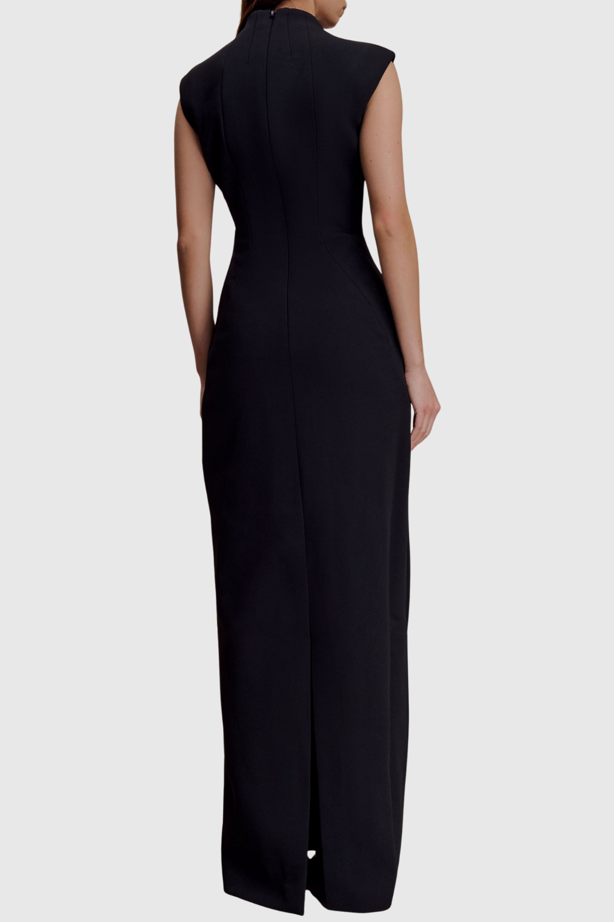 Croia Sleeveless Cutout Buttoned Embellished Maxi Dress - Black