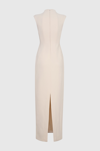 Croia Sleeveless Cutout Buttoned Embellished Maxi Dress - White