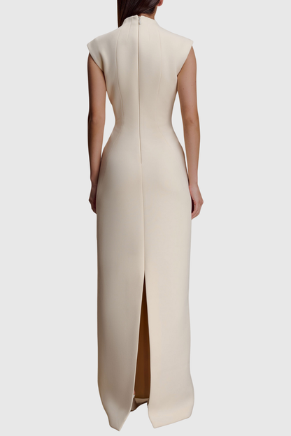 Croia Sleeveless Cutout Buttoned Embellished Maxi Dress - White