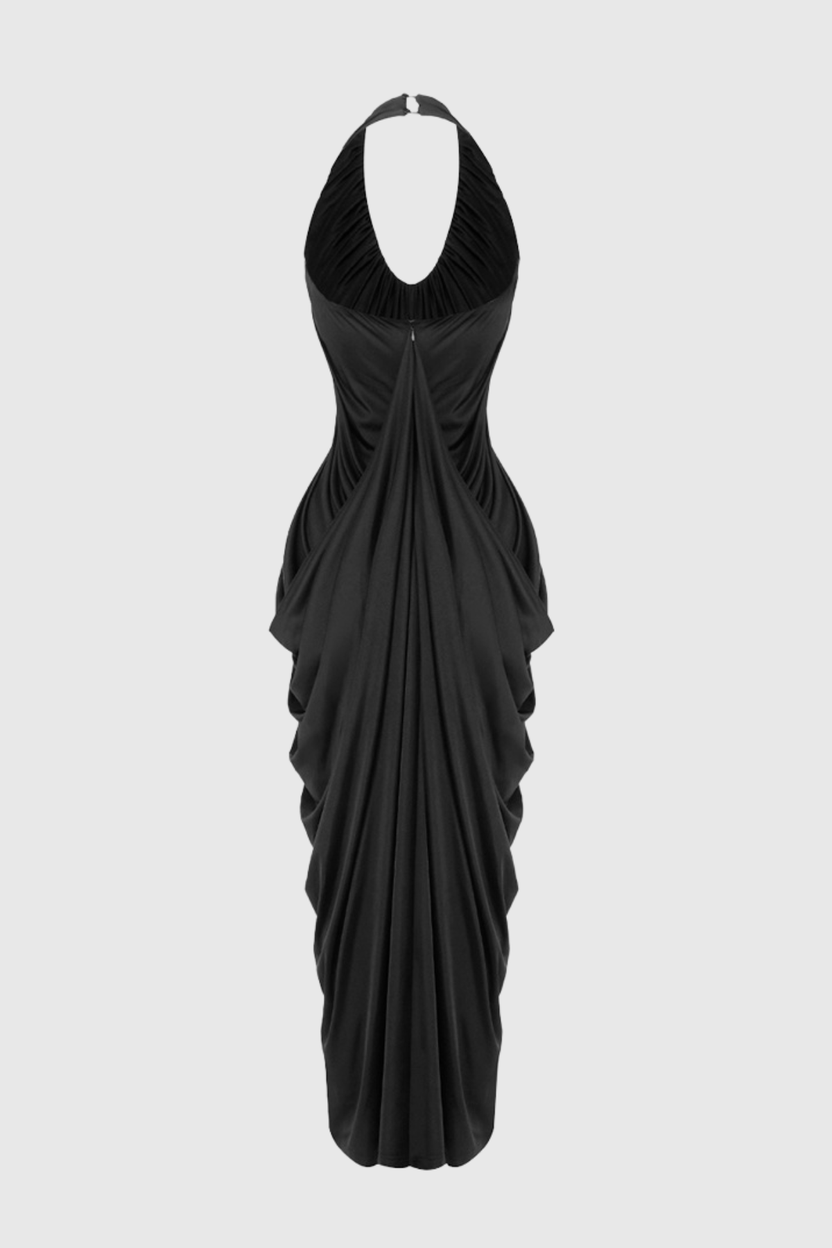 Cyrusa Halter Draped Maxi Dress - Black